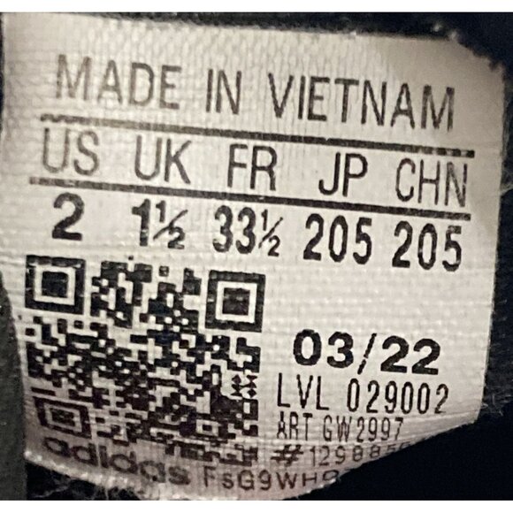 Adidas gw2997  Junior kids Size 2 White Black Mesh Tennis sneakers Shoes - Picture 8 of 8